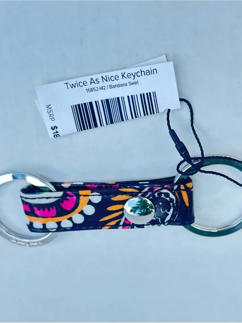 Vera Bradley Twice As Nice Key Chain Bandanna Swirl- New w/ Tag in Package